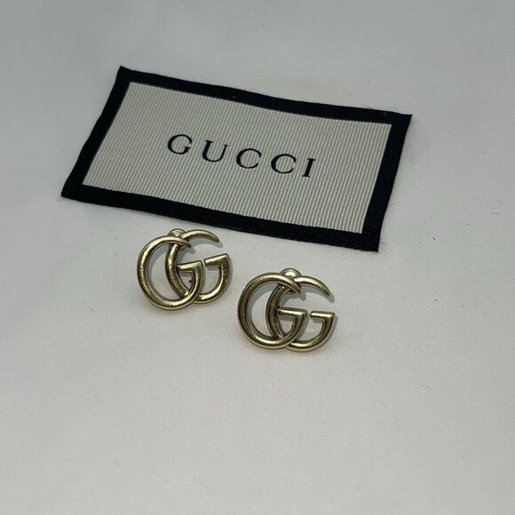 Gucci Gold Double G Earrings Studs GG - Picture 5 of 6